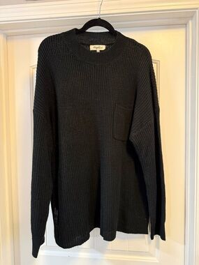 Haptics Women's Black Knit Crewneck Sweater with Pocket